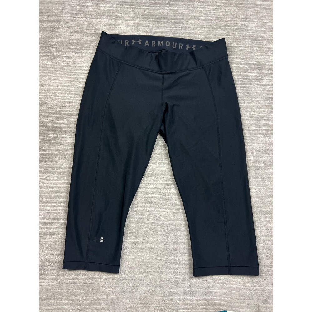 Under Armour Leggings Women XL Black HeatGear Capri Compression Activewear Pants